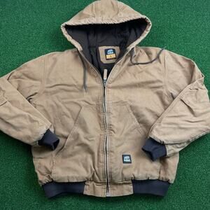 Vintage Berne Mens Brown Lined Heritage Hooded Work Jacket Sz L